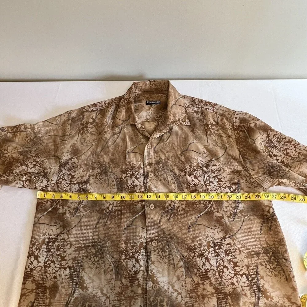 Mench Platinum Mens Short Sleeve Button Up Shirt Sz XXL Tan Brown Abstract - Picture 4 of 6